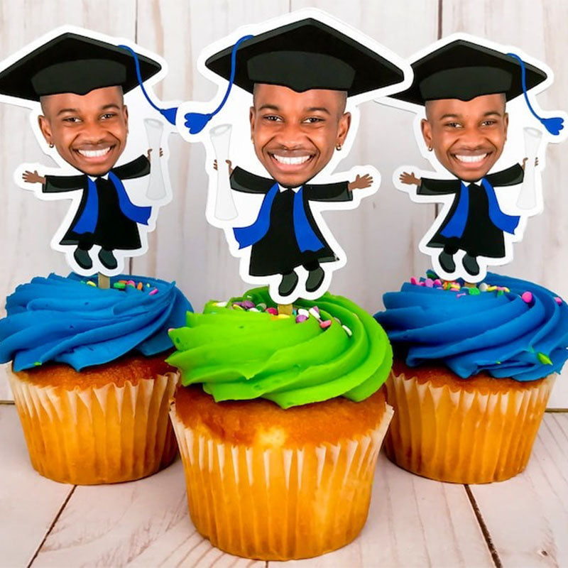 Printable Graduation Photo Cupcake Toppers, Graduation Party Face