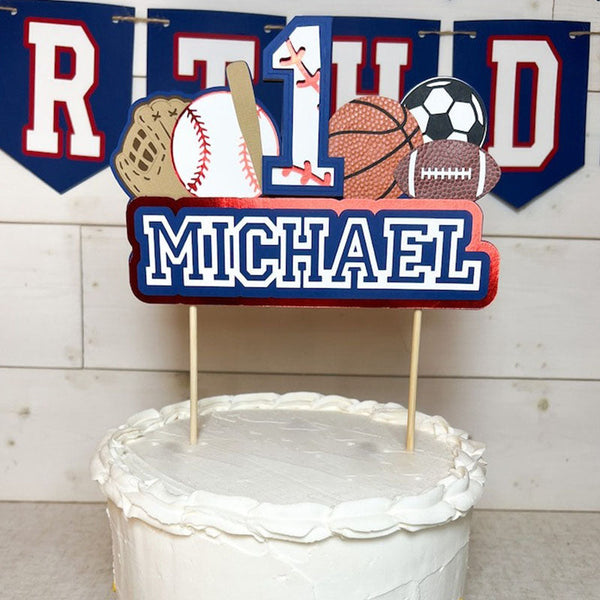 Sports Cake Topper Sports Birthday Birthday Newborn Boy Gender Reveal Sports Birthday Party