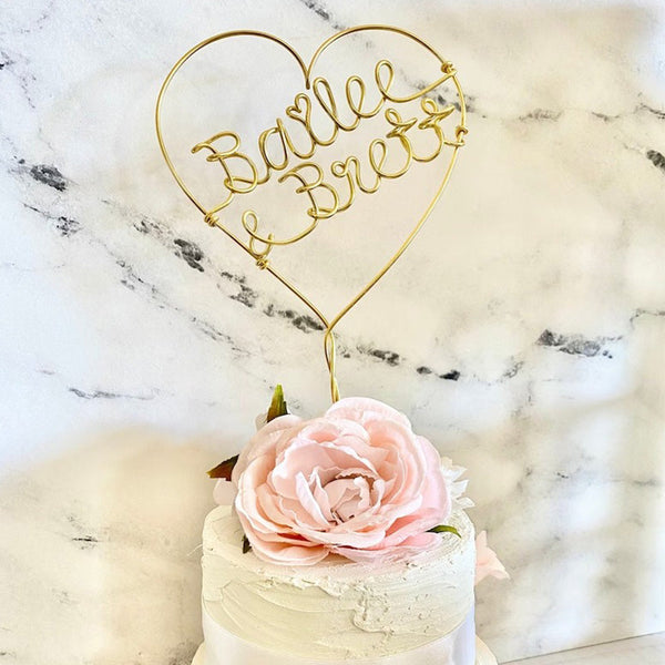 Custom Wire Cake Topper Couple names Wedding gift