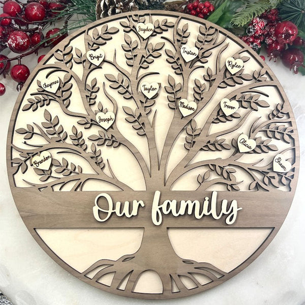 Grandkids Christmas Birthday Gift Family Tree Sign Custom Hanging Grandparent