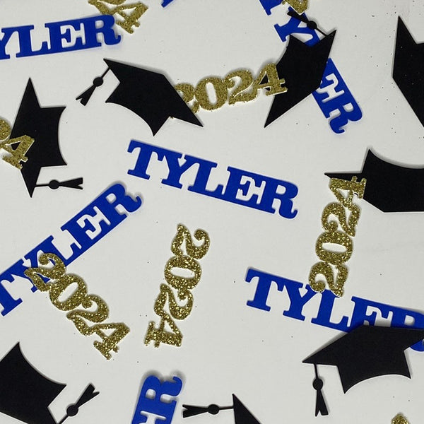 Graduation Confetti, Graduation Party Decor, Custom Name 60 Pieces