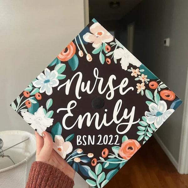 Custom Graduation Cap, Cierra Floral Printed Graduation Cap Topper, Senior Gift, Senior Graduation, Grad Gift