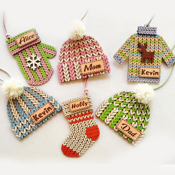 Christmas Winter Mitten, Stocking, Sweater, Customizable Christmas Ornament