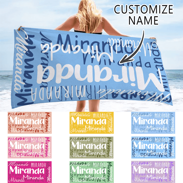 Custom Name Beach Towel - Personalized