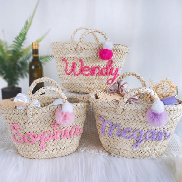 Personalized Straw Bridesmaid Handbag,Moroccan Basket