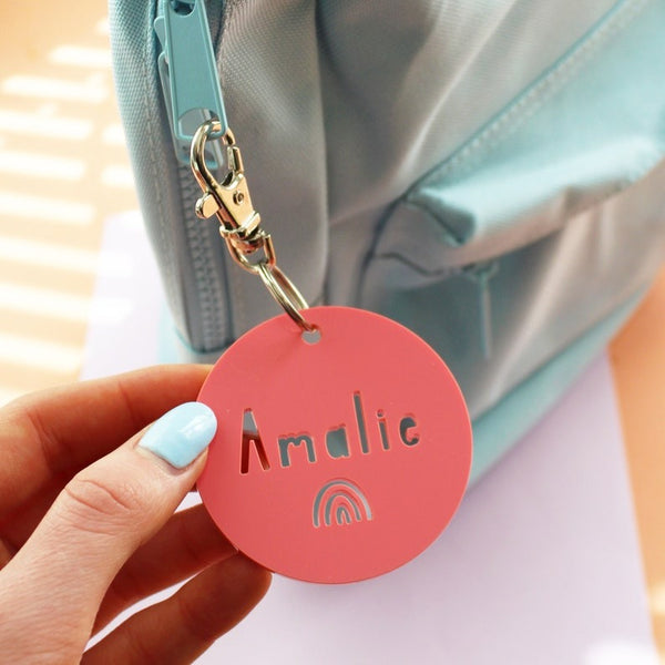 Round Acrylic Personalised Name Keyring Personalised School Bag Tag