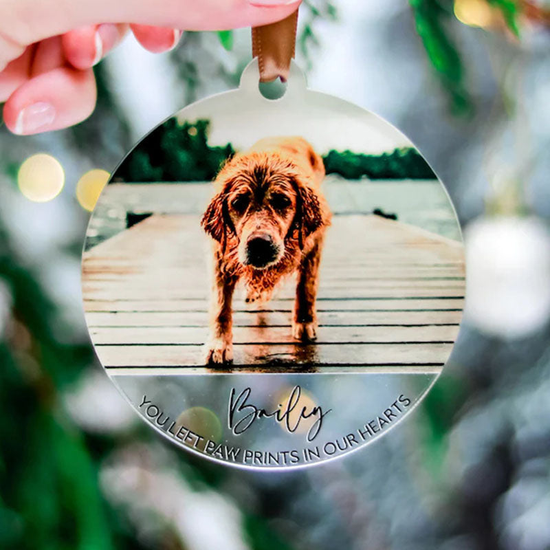 Photo Ornaments, Dog Lovers Memorial Gift, Custom Pet Memorial Ornament