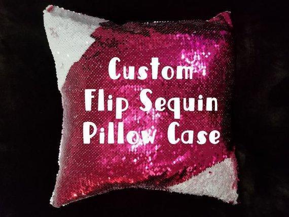 Custom Sequin Throw Pillow with Photo-Comfy Satin Cushion Covers