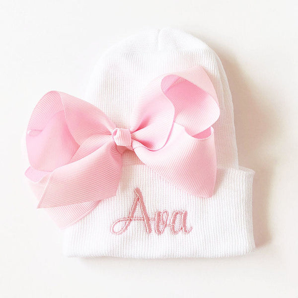 Personalized Newborn Girl Hat, Hospital Baby Name Hat, Personalized Baby Girl Hat