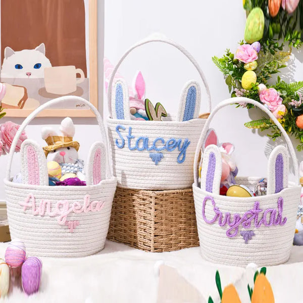 Personalized Easter Bunny Basket, Custom Name Baby Basket