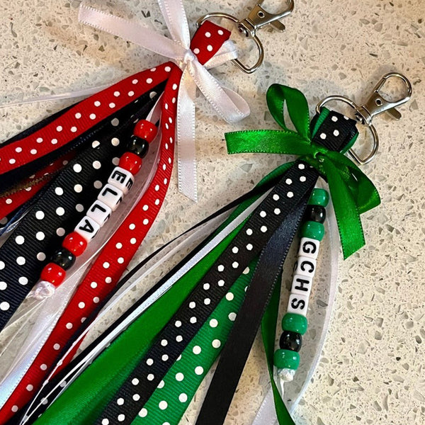 Personalized Ribbon Bag Tag/Cheer Bag Tag/Ribbon Zipper Pull