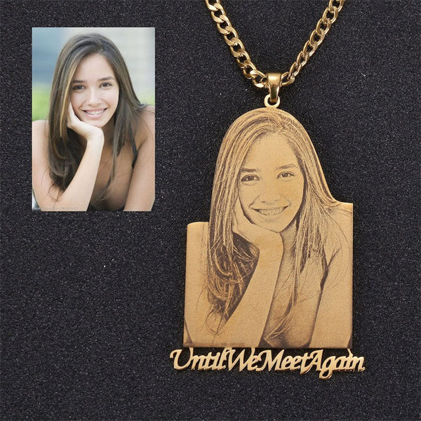 Picture Engraved Necklace Pendant Charm Locket 18K Gold | Photo Necklace