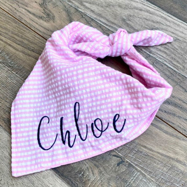 Embroidered Personalized Dog Bandana  Custom Tie On