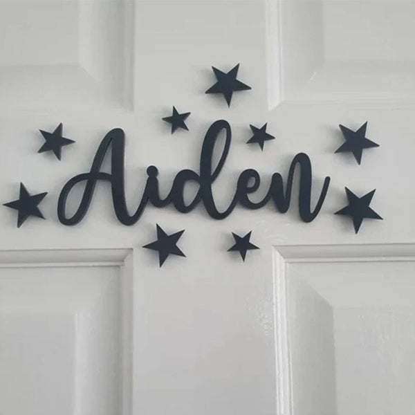 Coloured Acrylic Door Name Sign with Stars or Hearts