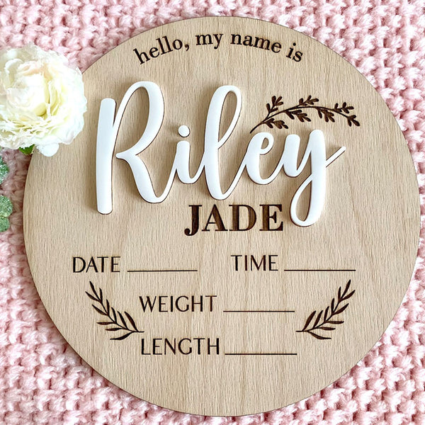 Personalized Baby Name Announcement Sign Custom 3D Baby Birth Sign