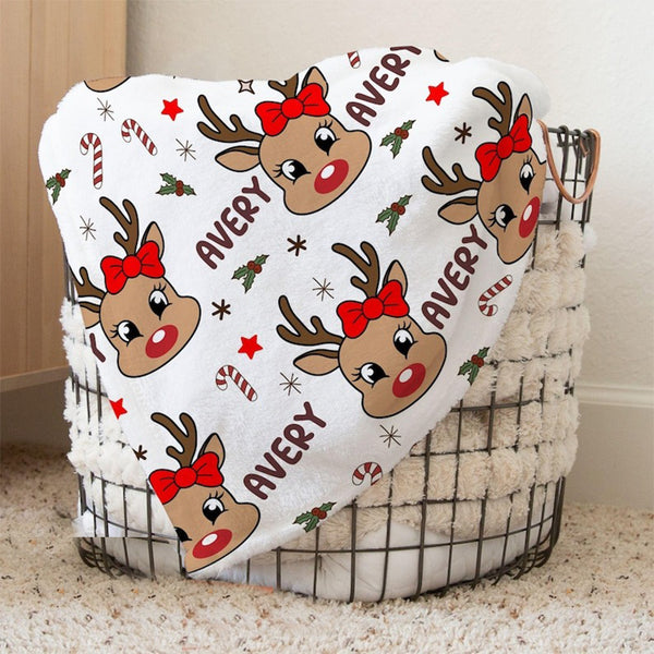 Reindeer Christmas Blanket Personalized Blanket