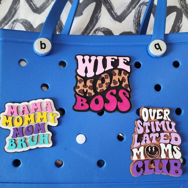 Bag Wife Mom Boss Charm, Overstimulated Moms Club Charm