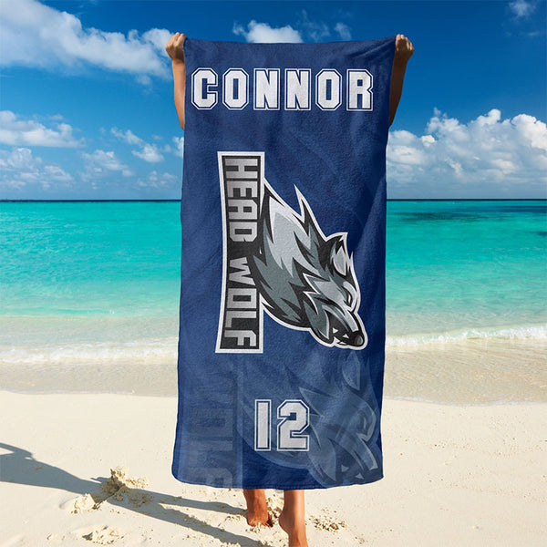 Custom Sports Team Logo Beach Towel, Add Your Logo Design Personalized Towels