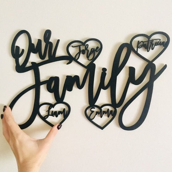 Our Family Personalised Wooden Sign, Custom Family Sign, Wooden Wall Sign