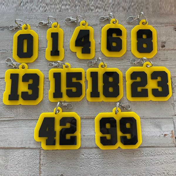 Varsity Number bag tag, custom, your team colors