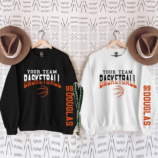 Your Team Basketball Sweater With Team Name And Number On Sleeve Sweatshirt