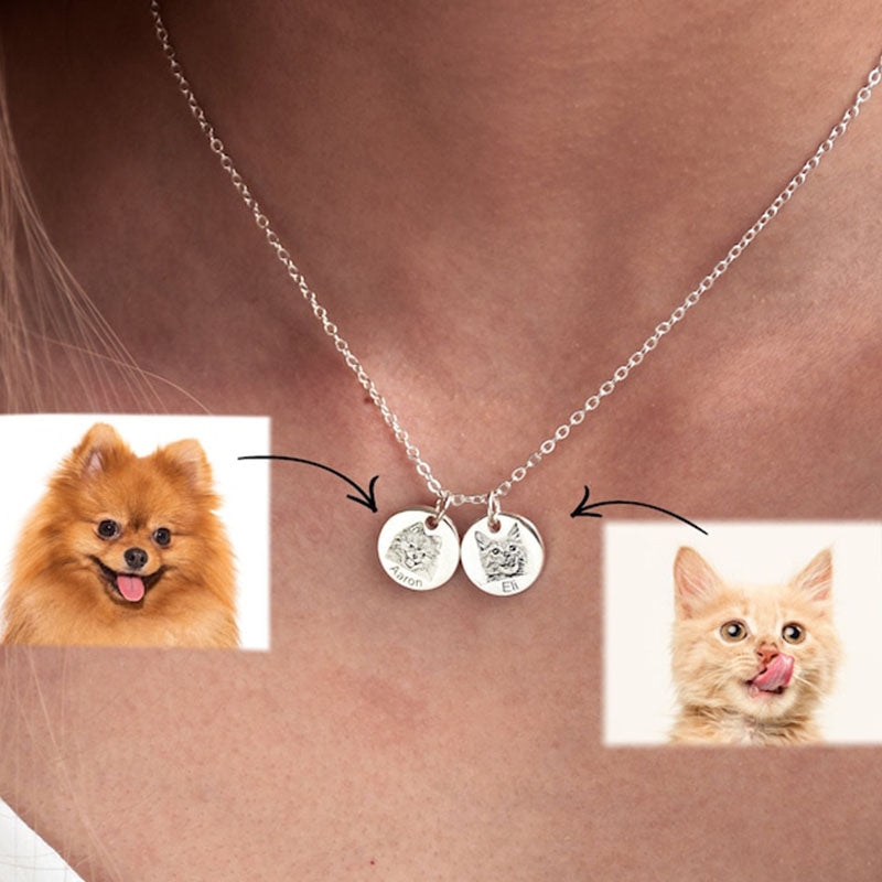 Personalized Gifts for Mom Dog Mom  Custom Dog Portrait Necklace Keychain  Personalized Pet Portrait Necklace Keychain