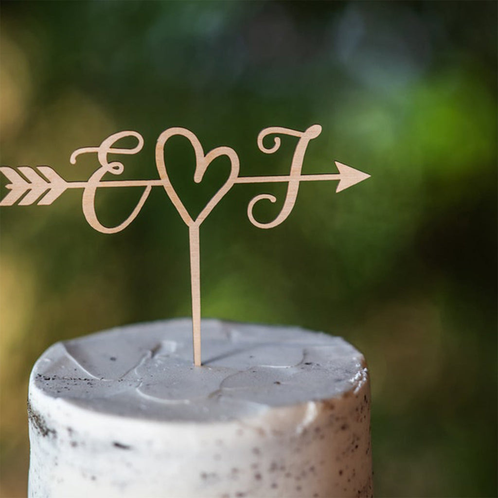 Rustic Wedding Arrow Cake Topper | Decoration | Beach wedding | Bridal Shower | Initials Cake Topper