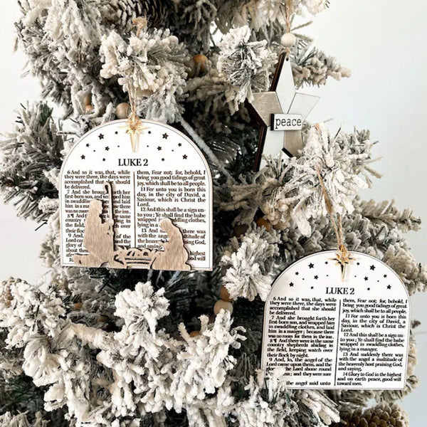 Scripture Verses Nativity Christmas Ornament & Shelf | Jesus Birth