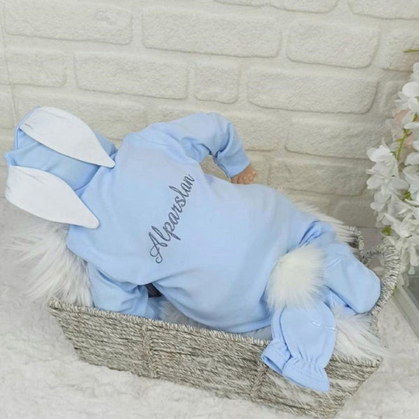 Newborn Bunny Outfit, Monogrammed Romper, Newborn Personalized Gifts