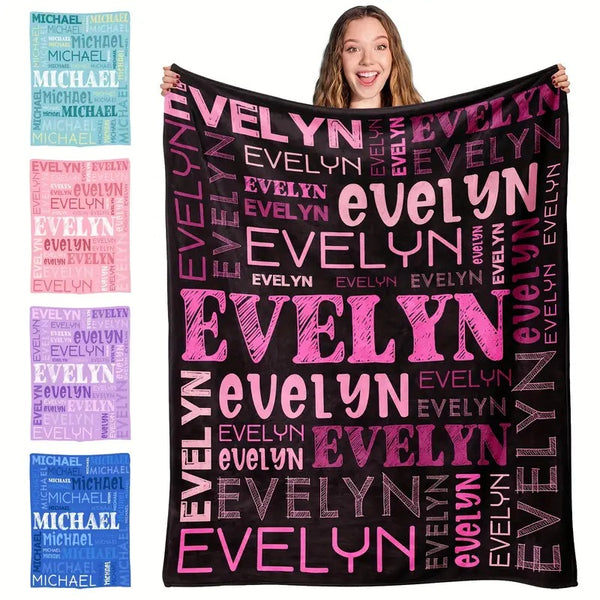 Custom Name Flannel Blanket - Contemporary Style, All-Season