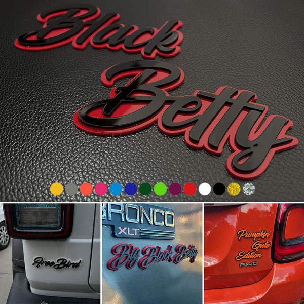 Custom Cursive Font Car Emblem - Custom Colors