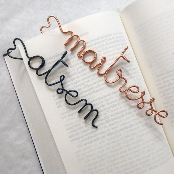 Personalized aluminum wire bookmark with heart