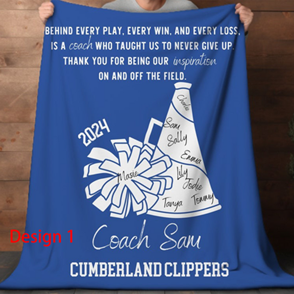 Personalized Cheerleading Blanket, Cheer Coach Blanket, Custom Team Name Soft Throw Blankets