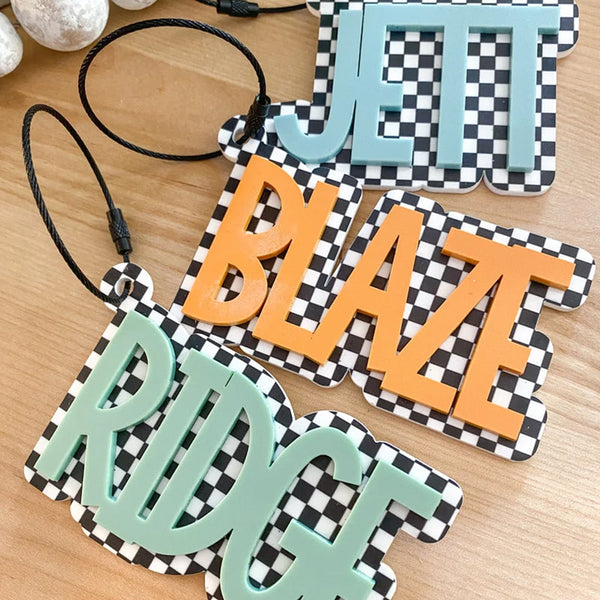 Acrylic Checkered Keychain | Personalized Acrylic Name Tag