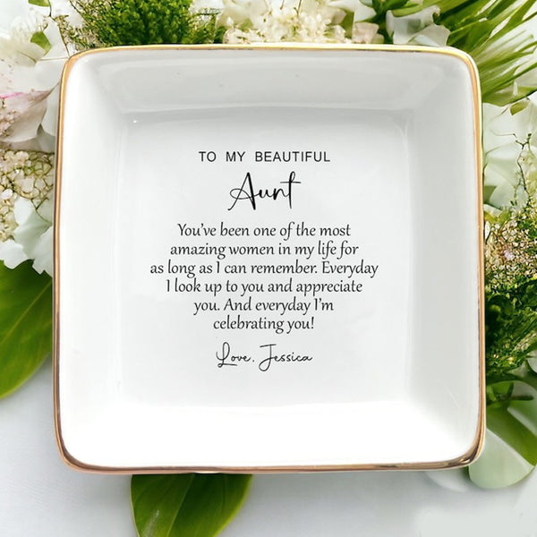 To My Beautiful Aunt Ring Dish-Custom Jewelry Holder For Aunt Mom Women