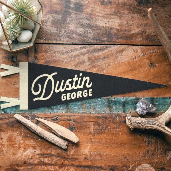 Personalized Heritage Name Sign Felt Pennant | Custom Bold vintage style banner flag