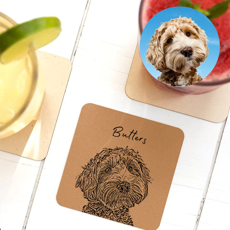 Custom Pet Coasters Using Pet Photo + Name Custom Cat Coaster Custom Dog Coaster