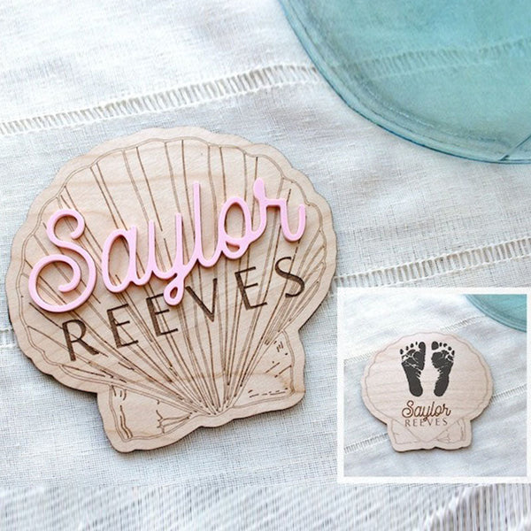 Personalized Beachy Baby Announcement Sign for Footprint Imprint