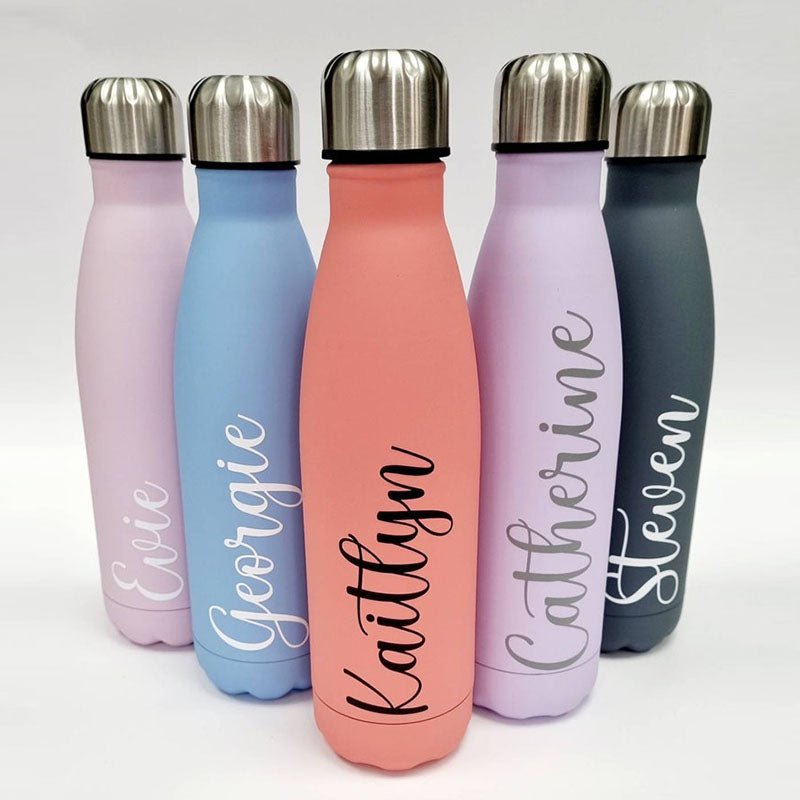 Personalised Drink Bottle 500ml -Personalised, Matt Metal Water Bottle