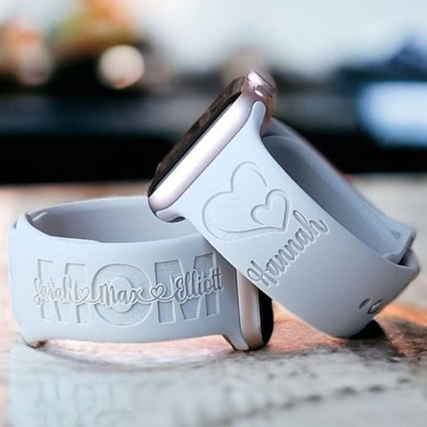 MOM with Children's Names Engraved Watch Band for Apple,Samsung