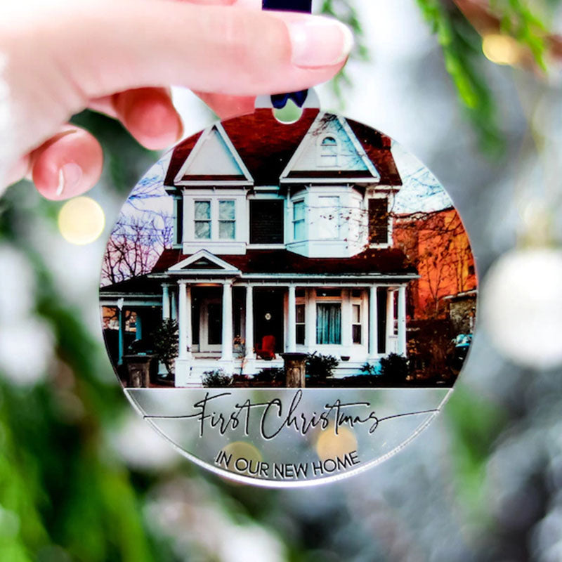 Custom New House Photo Christmas Bauble, New Homeowner Gift 2021