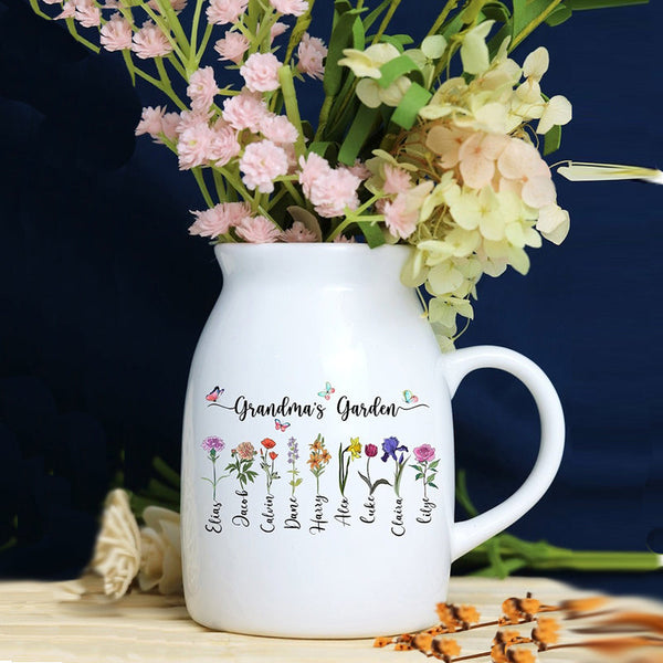 Personalized  Garden Mini Flower Vase, Birth Month Flower Family Customized Mini Flower Vase