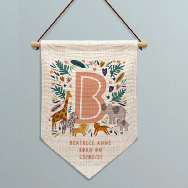 Animal Initial Personalised Banner. Personalised Nursery Banner