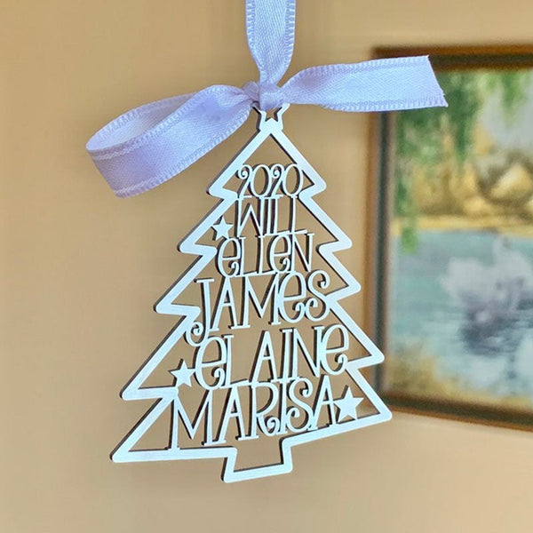 Personalized 2023 Christmas Tree Ornaments Custom Family Names Laser Cut Holiday Gift Happy New Year 2024 Xmas