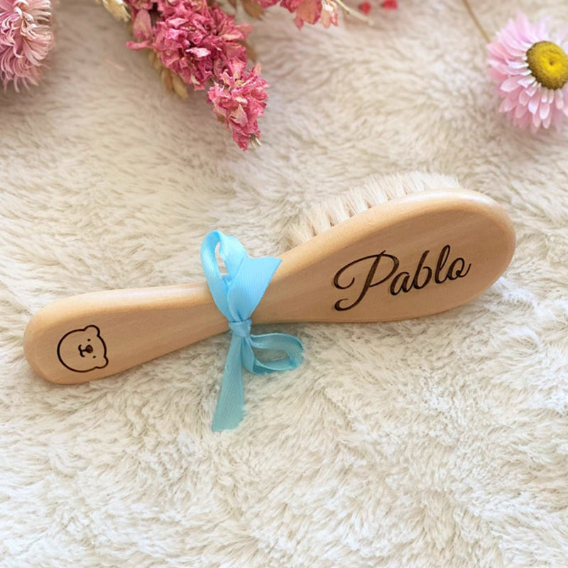 Personalized baby hairbrush / Brush + Pouch / Birth gift