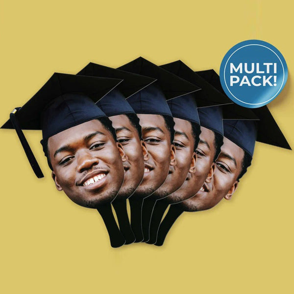 Custom Graduation Handheld Fan Face With Grad Cap Congrats Grad Head Cutout on Stick Graduation 2024 Multiple Sizes