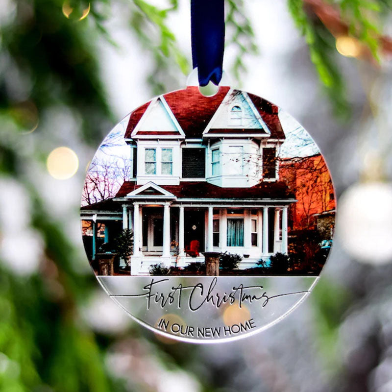 Custom New House Photo Christmas Bauble, New Homeowner Gift 2021