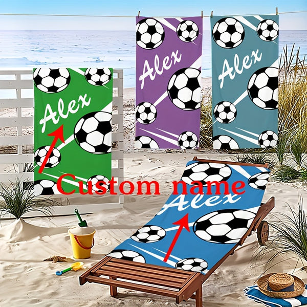 Super Absorbent Microfiber Custom Name Soccer Pattern Beach Towel