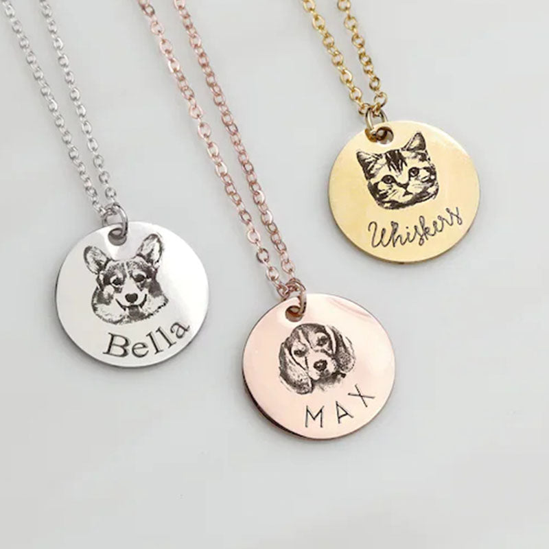 Personalized Gifts for Mom Dog Mom  Custom Dog Portrait Necklace Keychain  Personalized Pet Portrait Necklace Keychain