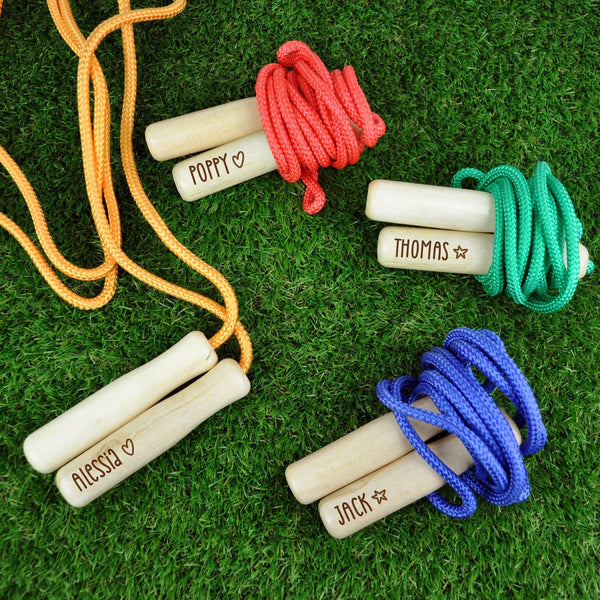 Personalised Wood & Coloured Children's Skipping Rope with Any Name